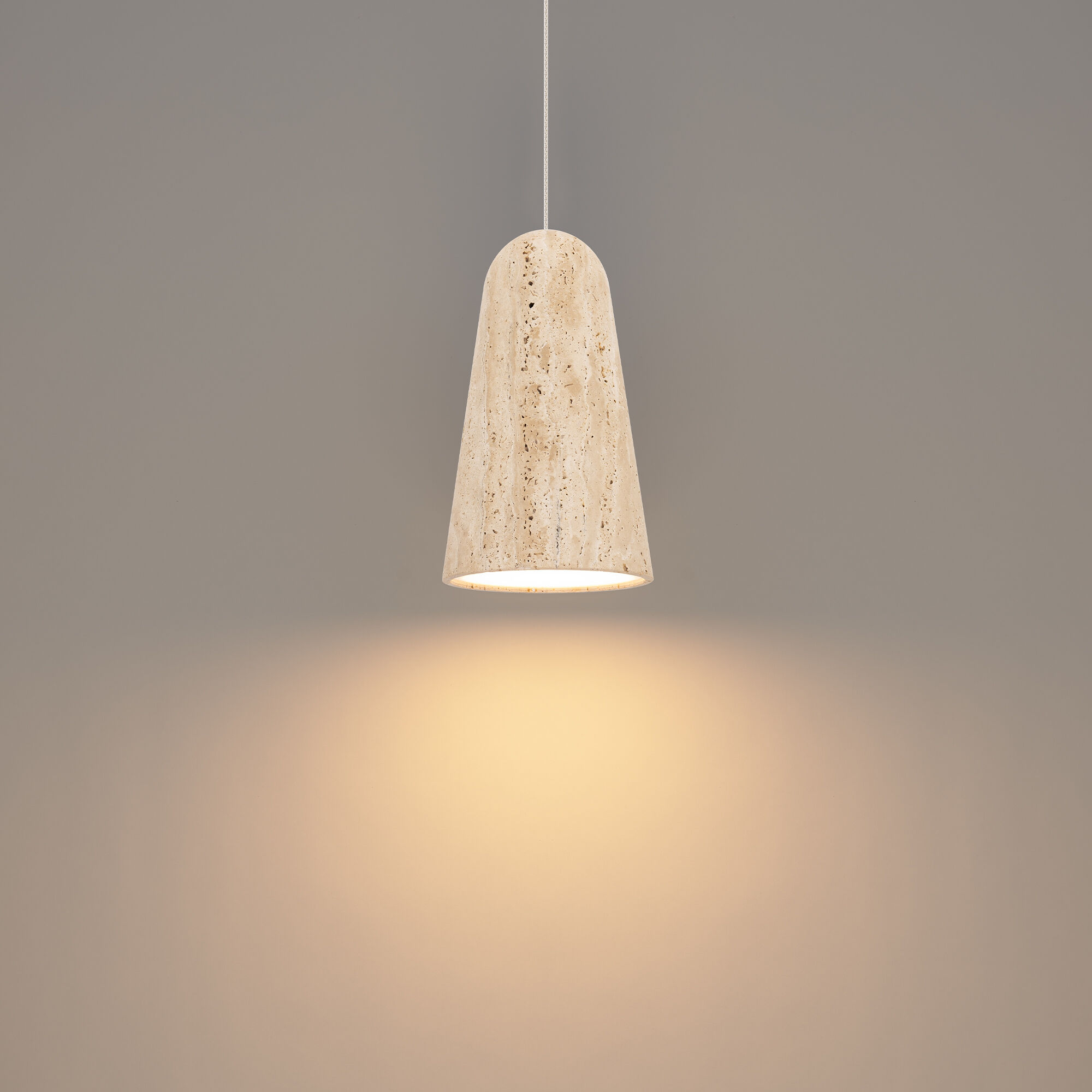 Pompeii LED 6 inch Beige Travertine and Aged Brass Indoor Hanging Lighting Ceiling Light in 2700K