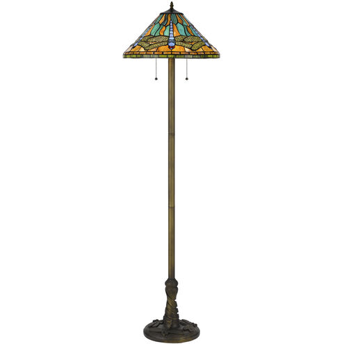 3108 Tiffany 63 inch 60.00 watt Antique Brass Floor Lamp Portable Light