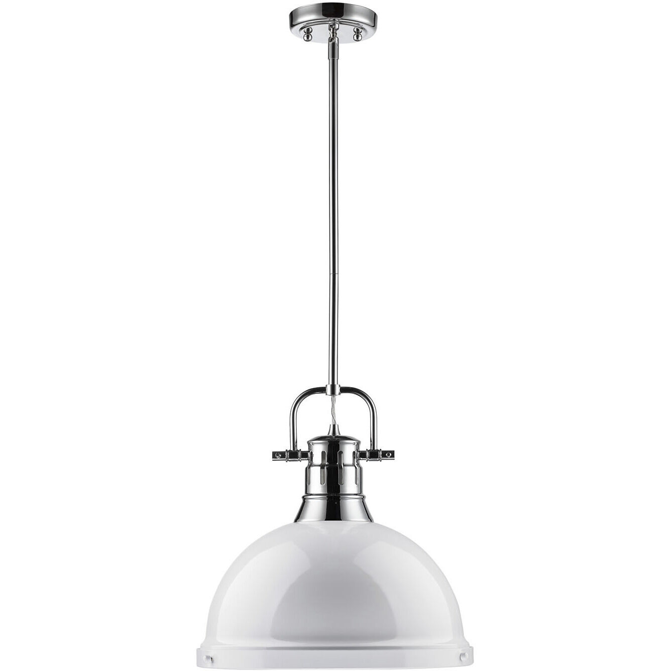 Yep Duncan 1 Light 14 inch Chrome Pendant Ceiling Light in White, Large