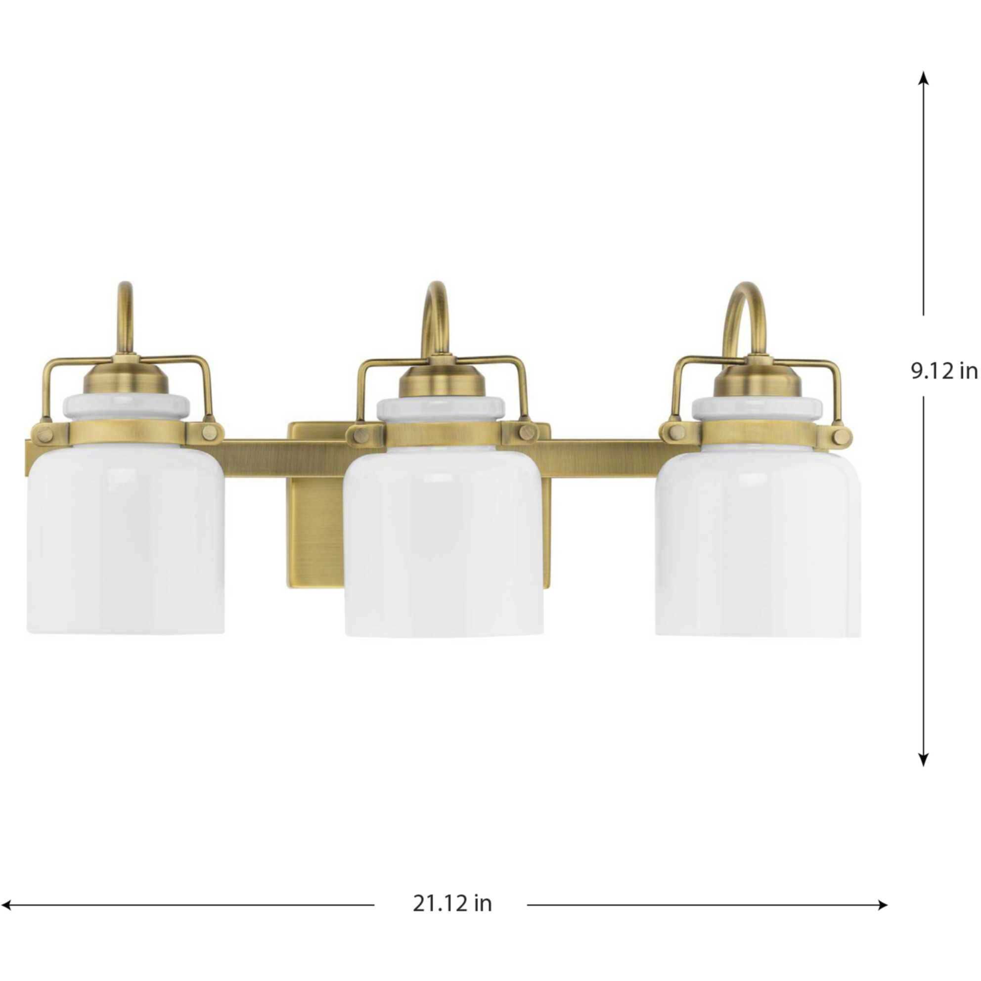 Fessler 3 Light 21.12 inch Vintage Brass Bath Light Wall Light