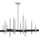 Denmark 12 Light Brushed Nickel with Black Accents Linear Chandelier Ceiling Light