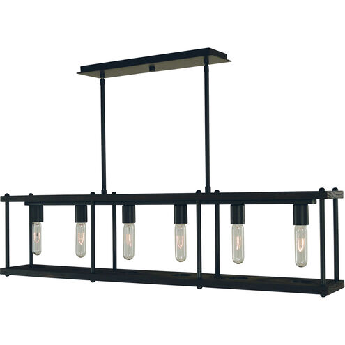 Industria 6 Light 40 inch Matte Black Island Chandelier Ceiling Light