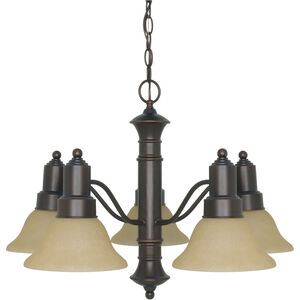 Gotham 5 Light 25 inch Mahogany Bronze and Champagne Chandelier Ceiling Light
