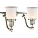 Franklin Restoration Small Canton 2 Light 18 inch Brushed Satin Nickel Bath Vanity Light Wall Light in Matte White Glass, Franklin Restoration