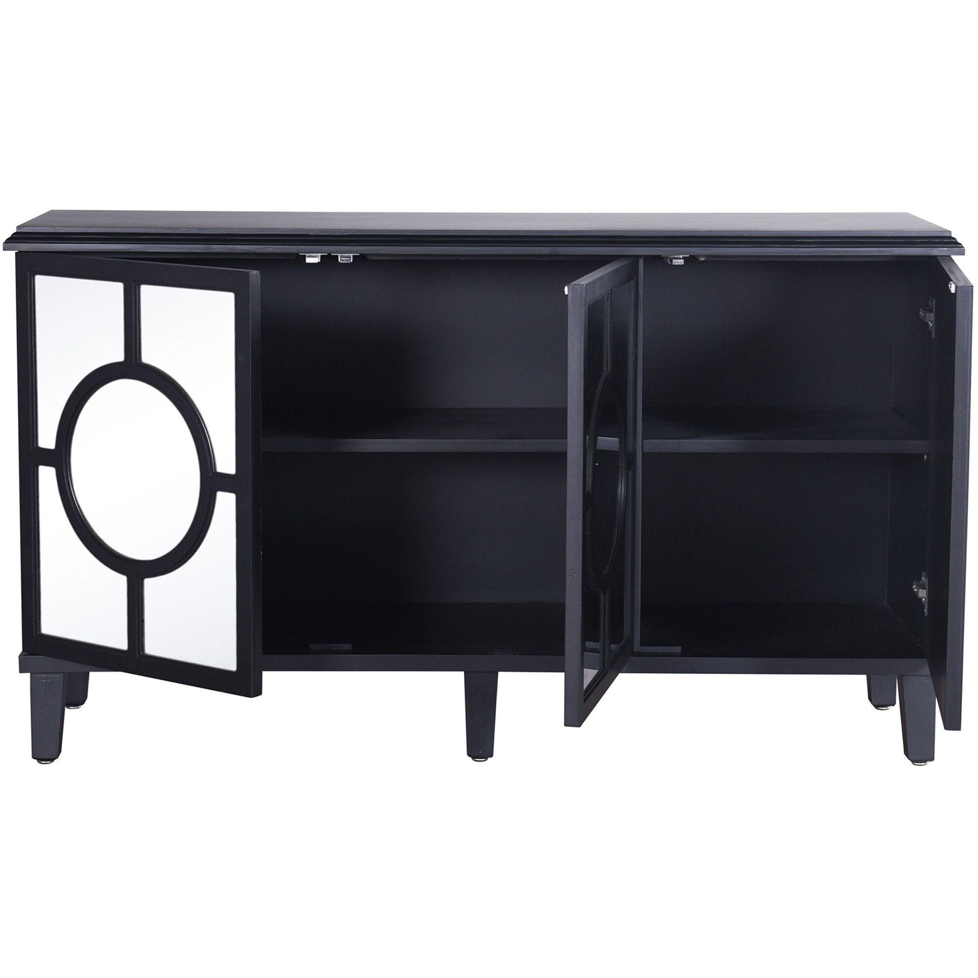 Hollywood 60 inch Semi Gloss Black Lacquer and Clear Sideboard
