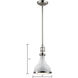 Rutherford 1 Light 9 inch Gloss White with Polished Nickel Mini Pendant Ceiling Light