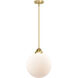 Nouveau 2 Beacon LED 12 inch Satin Gold Mini Pendant Ceiling Light in Matte White