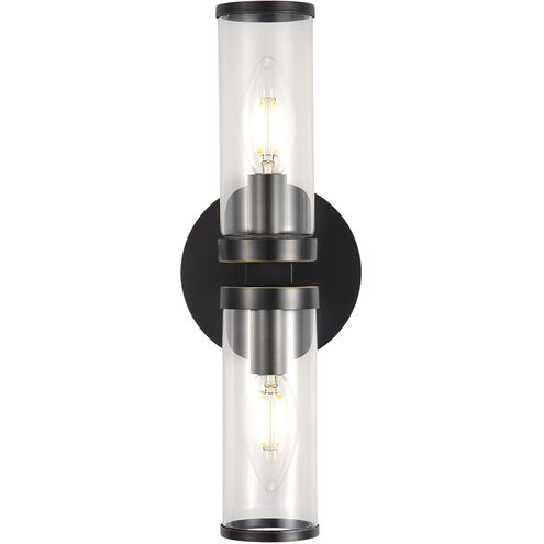 Revolve 2 Light 10.62 inch Clear Glass and Urban Bronze Bath Vanity Wall Light