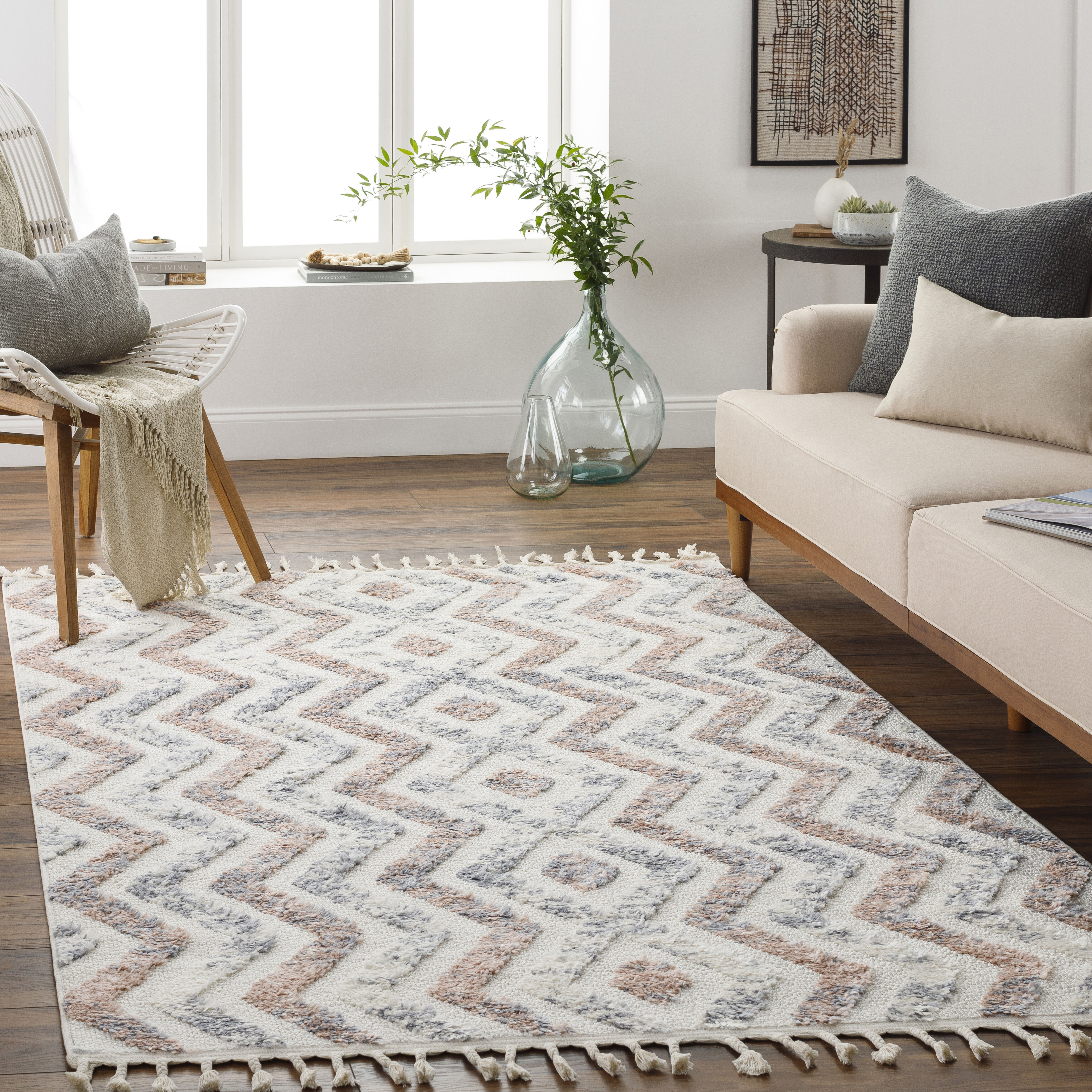Loopy 120 X 94 inch Light Grey Rug, Rectangle