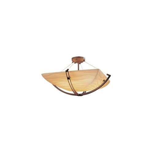 Porcelina 8 Light 42 inch Dark Bronze Semi-Flush Bowl Ceiling Light in Waves, Square Bowl, Incandescent