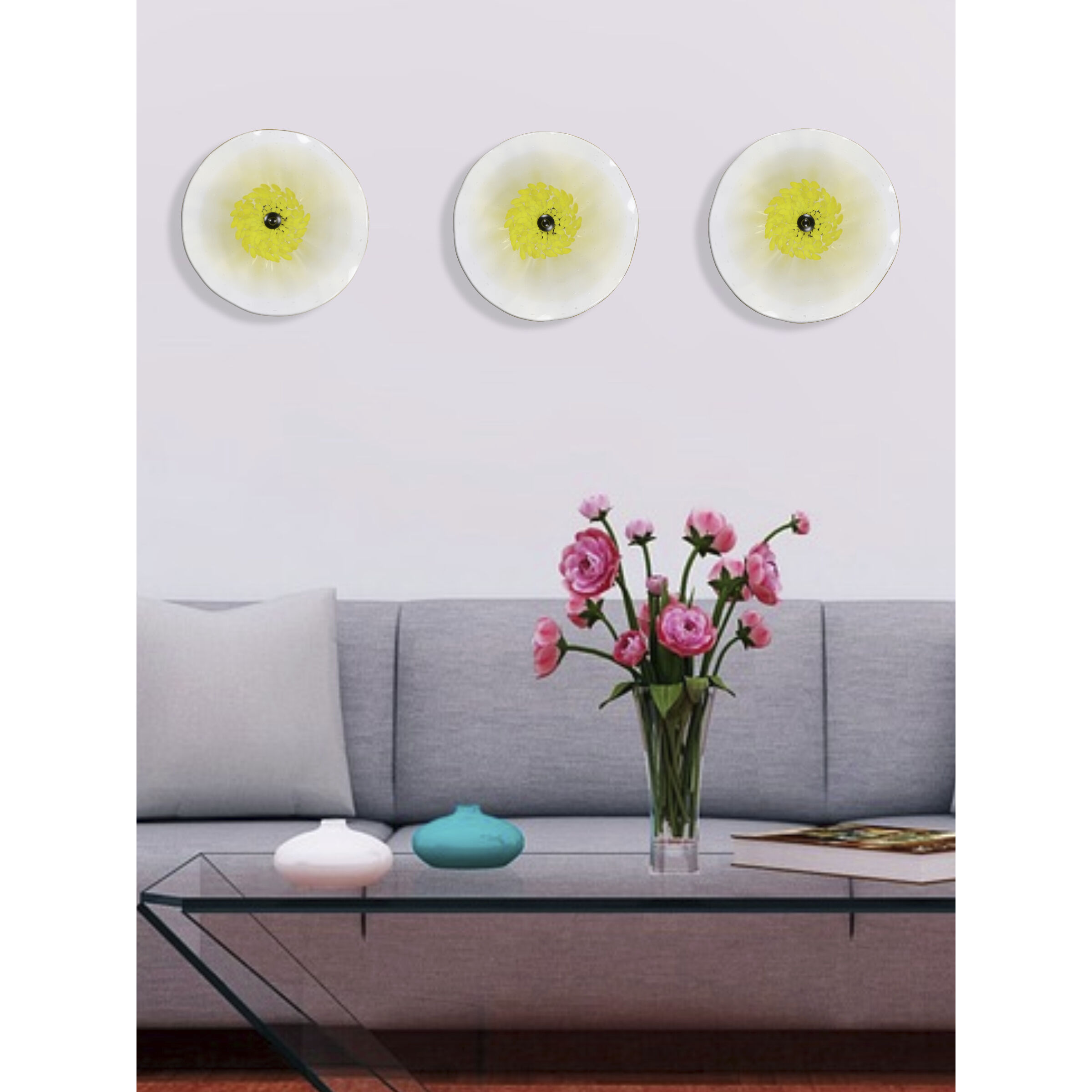 Ribera Yellow Art Glass Wall Decor