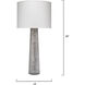 Striped Silver Pillar 38 inch 150.00 watt Clear Seeded Table Lamp Portable Light