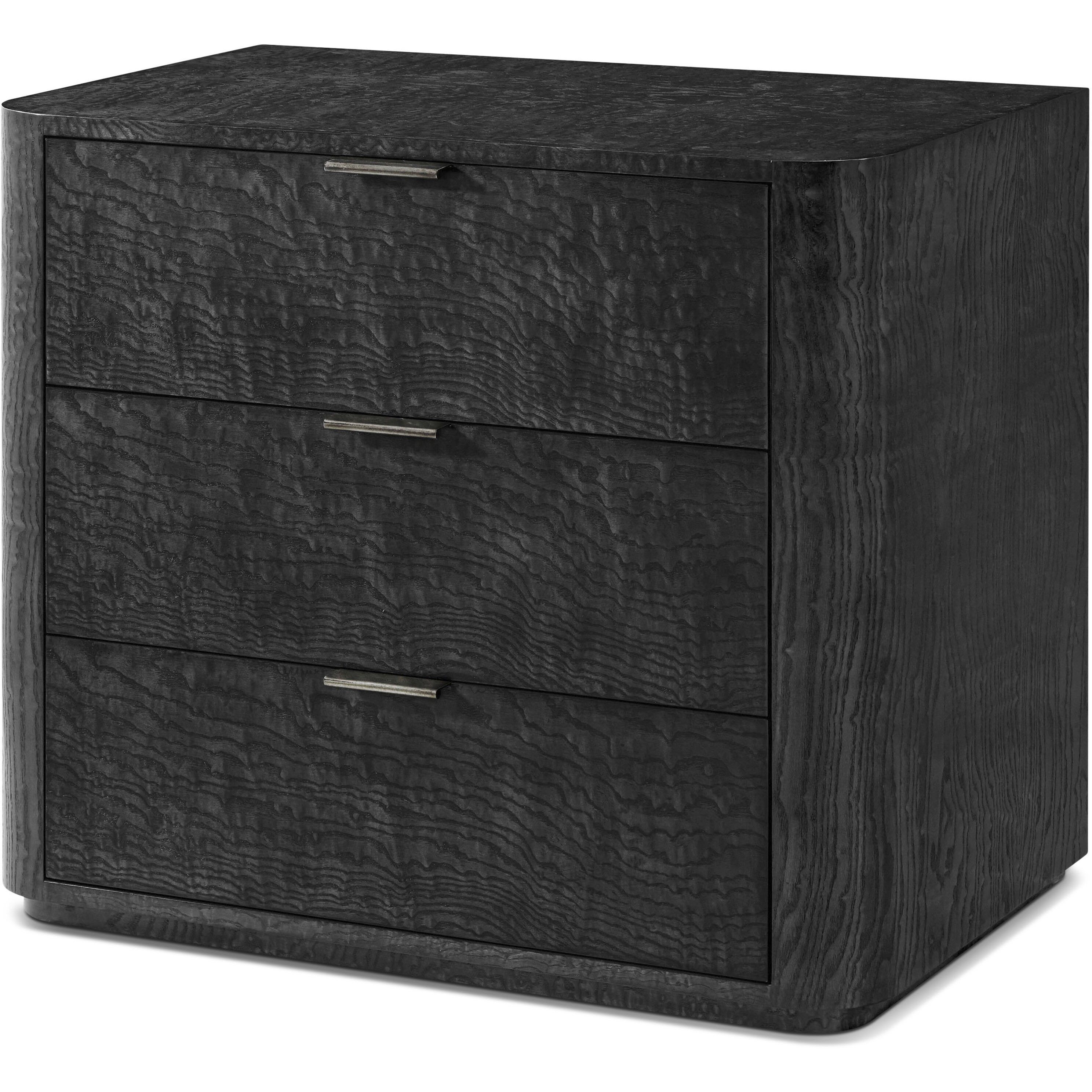 Kesden 32 X 28 inch Silent Black Nightstand, Wooden