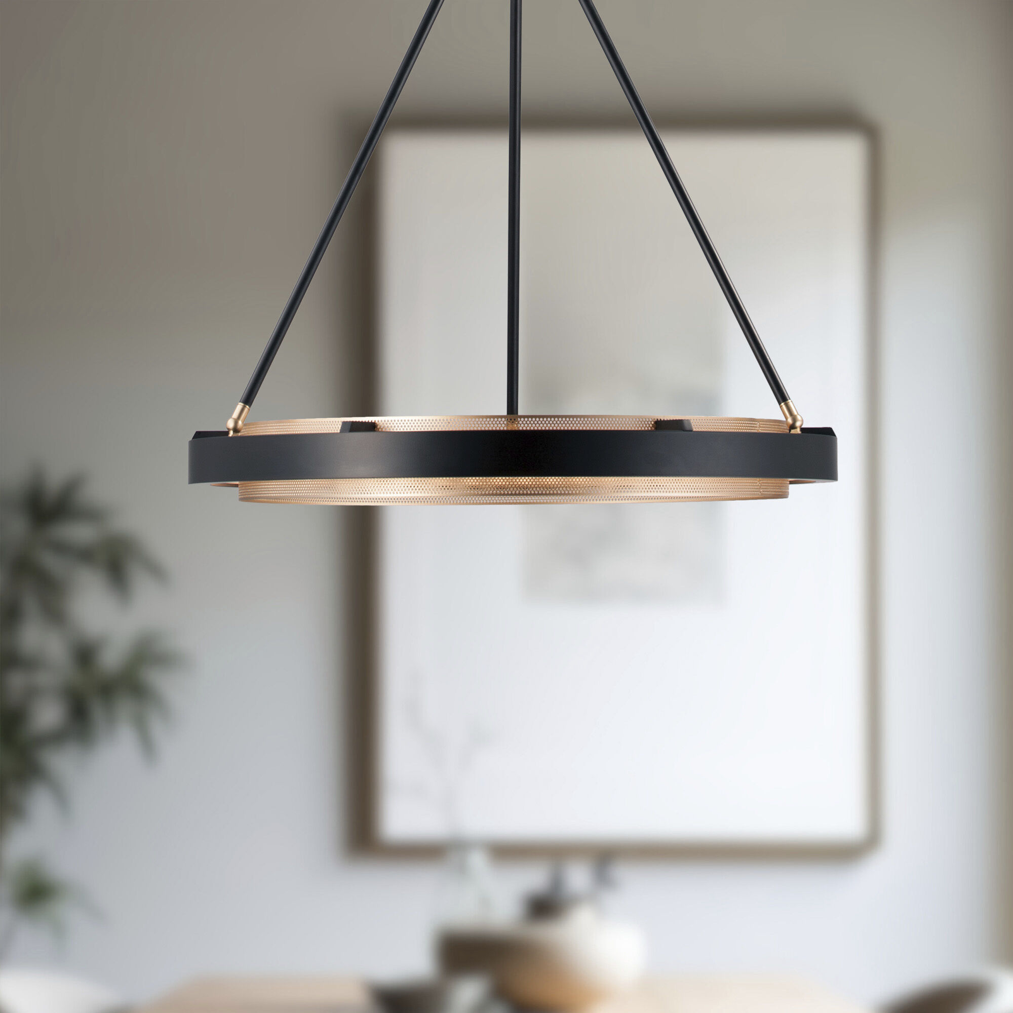 Duo Pendant Ceiling Light in Classic Black and Gold Shimmer