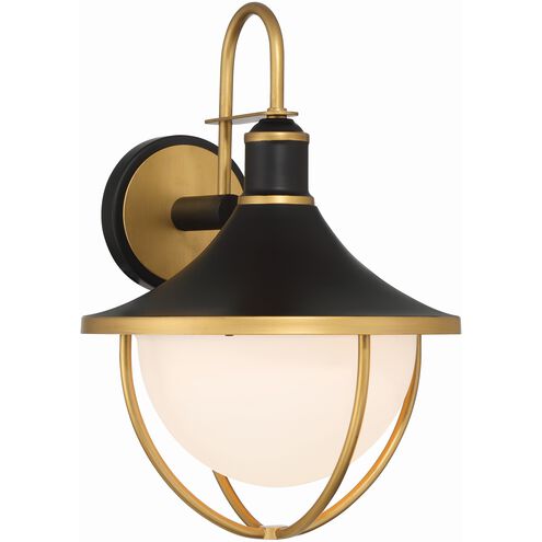 Atlas 1 Light 18.75 inch Matte Black/Textured Gold Outdoor Sconce