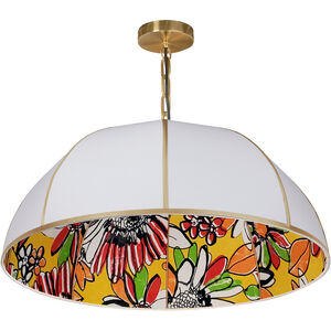 Parasol 1 Light 26 inch Aged Brass with White Pendant Ceiling Light