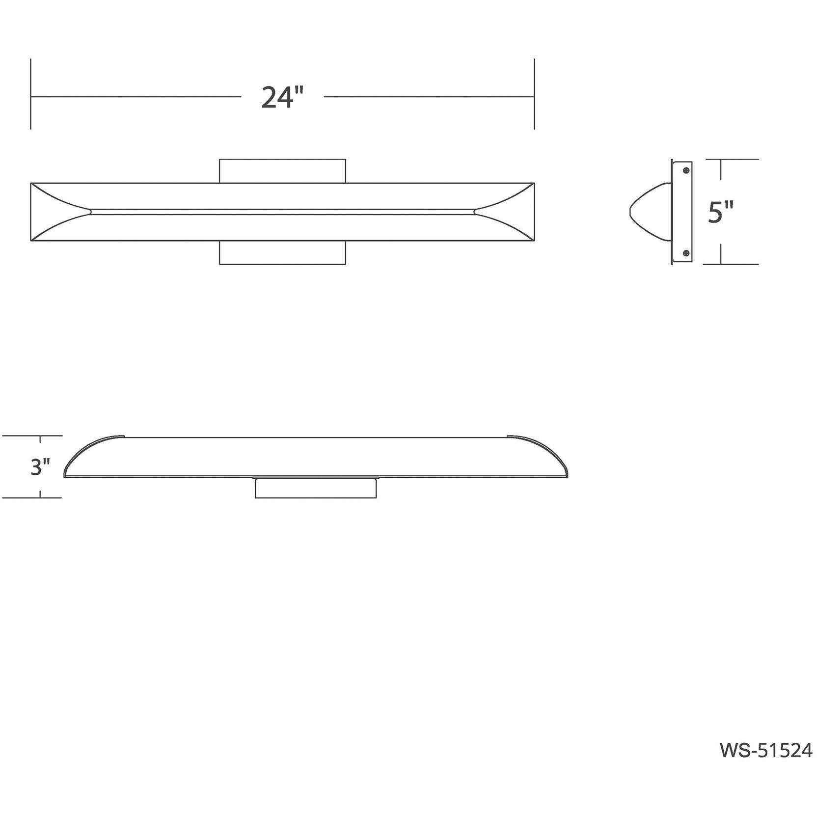 Straitaway LED 24 inch Brushed Nickel Bath Vanity & Wall Light in 3000K, dweLED