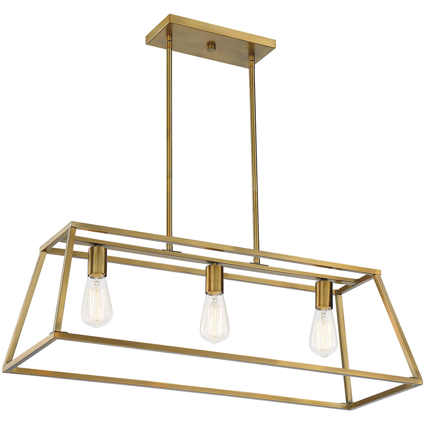 Denton 3 Light 32.75 inch Warm Brass Linear Chandelier Ceiling Light, Essentials