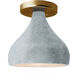 Radiance 1 Light 8.5 inch Brushed Brass and Concrete Semi-Flush Ceiling Light