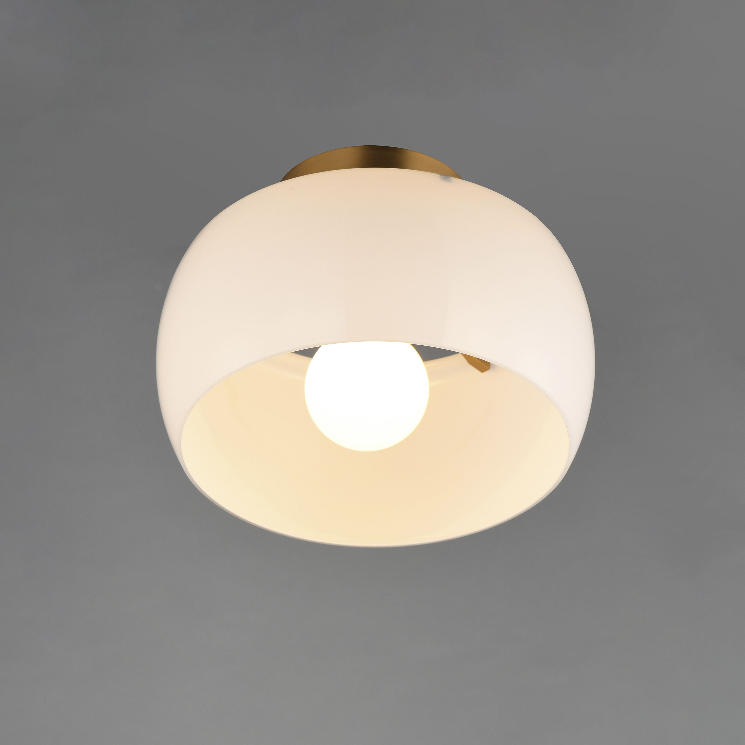 Glazed 1 Light 11 inch White and Natural Aged Brass Flush Mount Ceiling Light