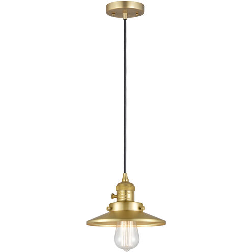 Franklin Restoration Railroad 1 Light 8 inch Satin Gold Mini Pendant Ceiling Light in Incandescent
