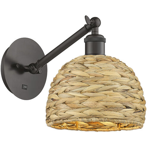 Woven Rattan Sconce Wall Light in Oil Rubbed Bronze