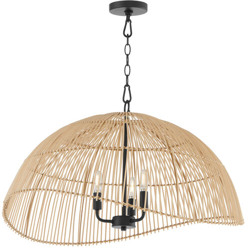 Rattan 3 Light 27 inch Matte Black Pendant Ceiling Light