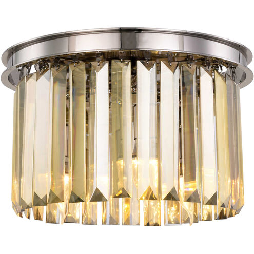 Sydney 3 Light 16 inch Polished nickel Flush Mount Ceiling Light in Golden Teak, Urban Classic
