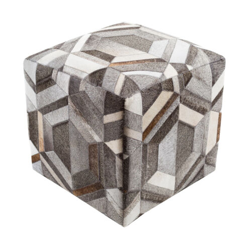 Lycaon 18 inch Medium Gray/Dark Brown/Butter/Taupe/Ivory Pouf