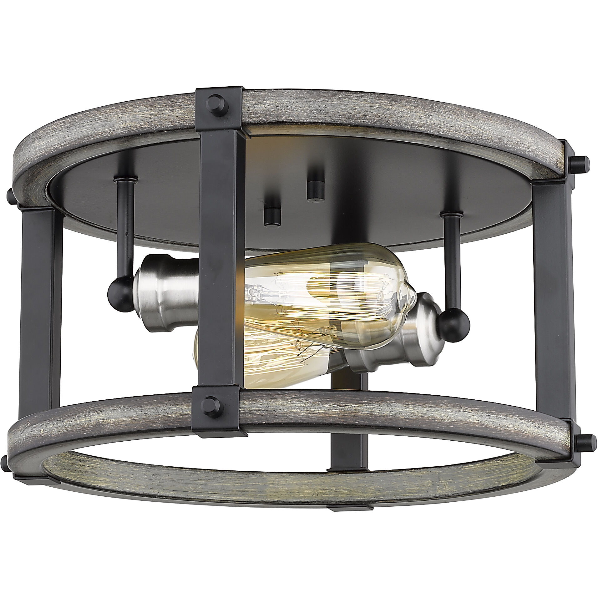 Kirkland 2 Light 12.75 inch Ashen Barnboard Flush Mount Ceiling Light