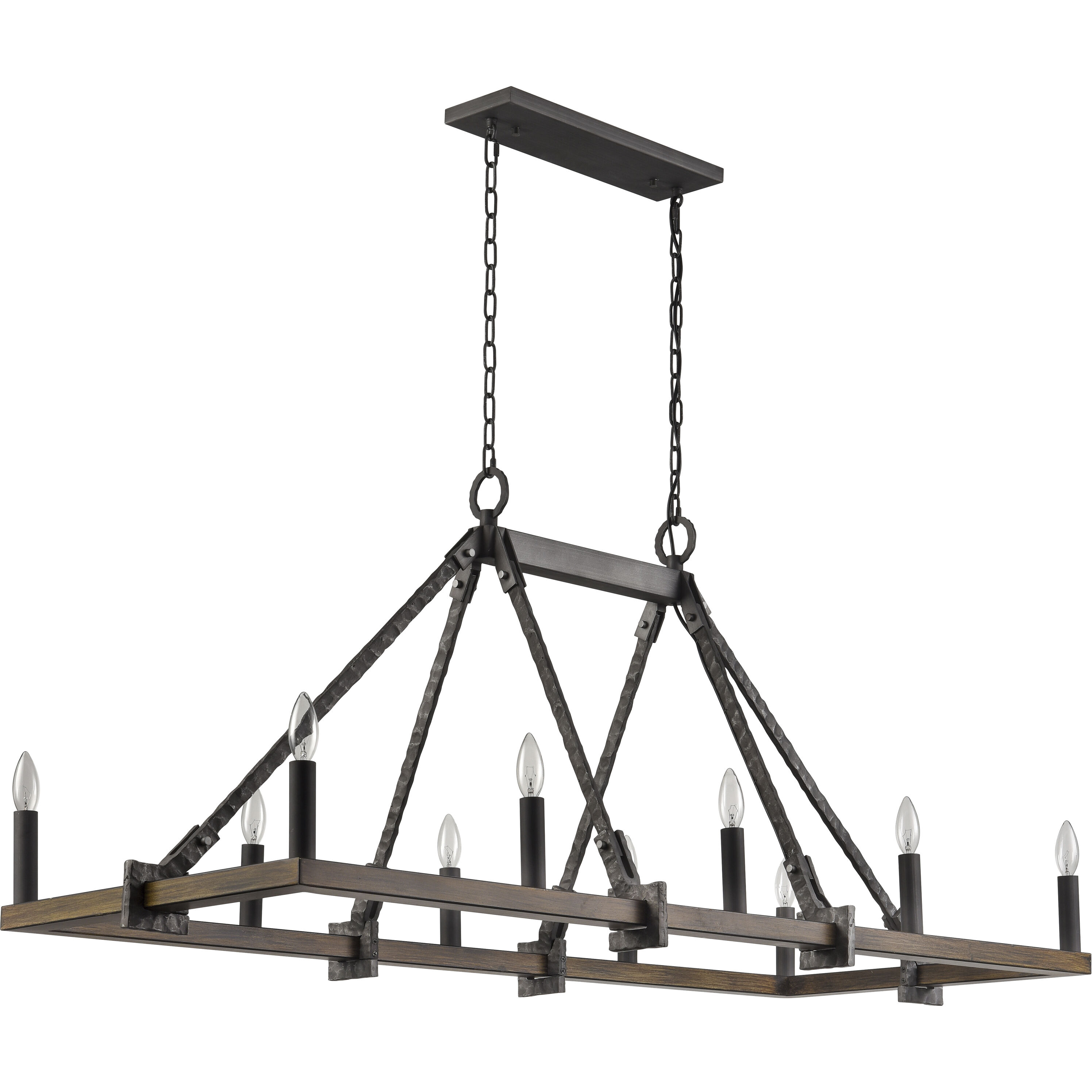 Harwell 10 Light 56 inch Antique Millwood Linear Chandelier Ceiling Light