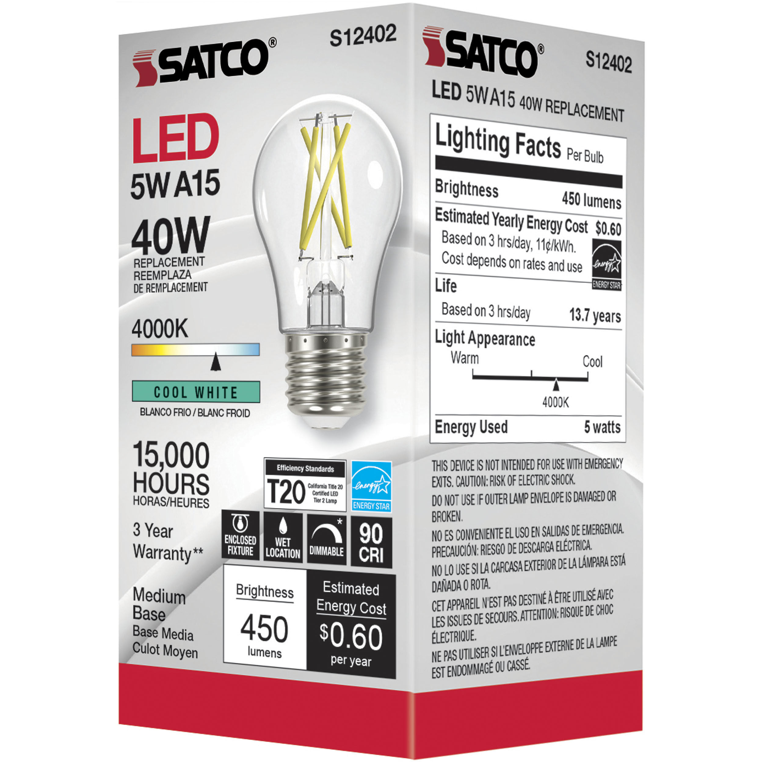 Lumos LED Medium 5.00 watt 120 4000K Light Bulb