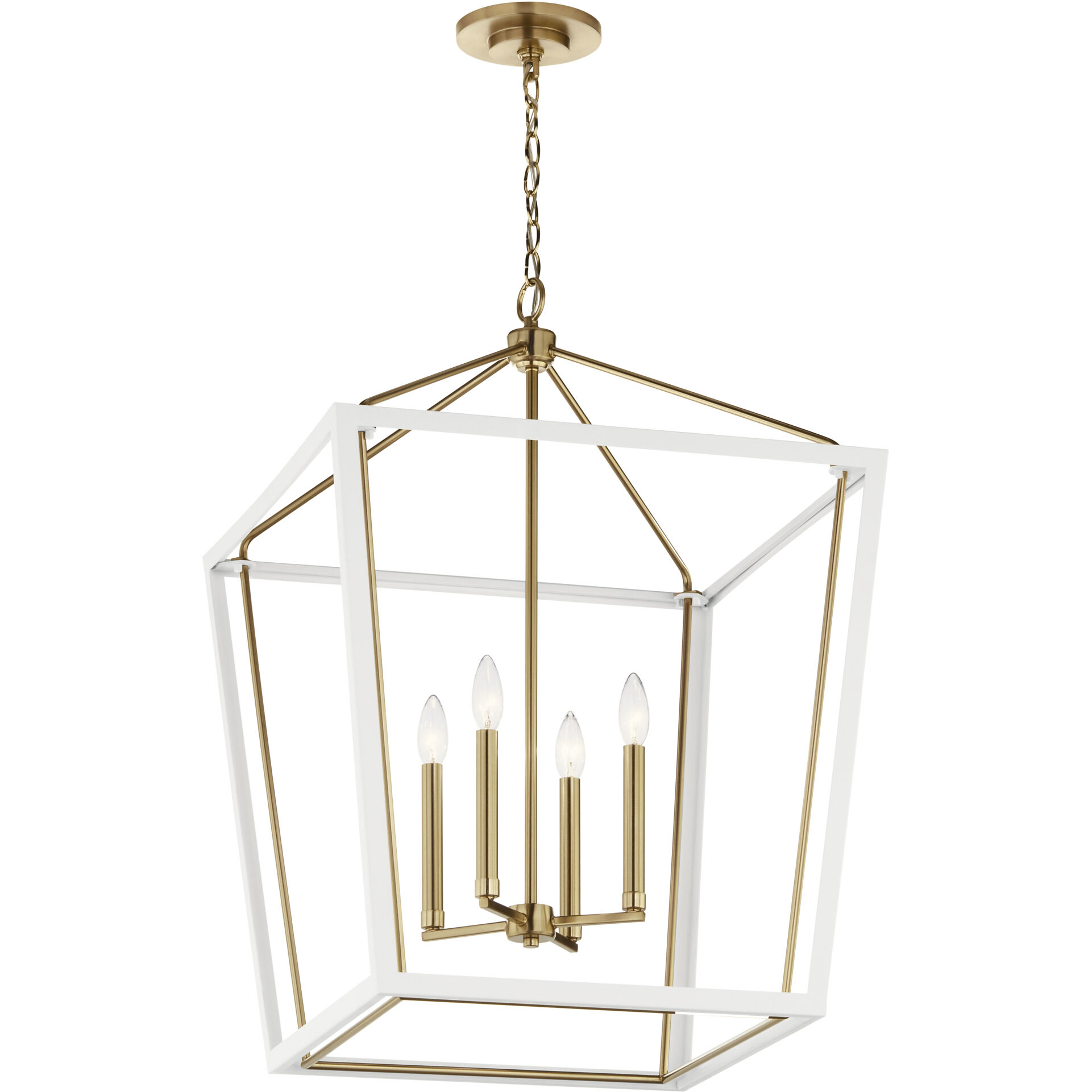 Delvin 4 Light 22.25 inch Champagne Bronze with White Foyer Pendant Ceiling Light