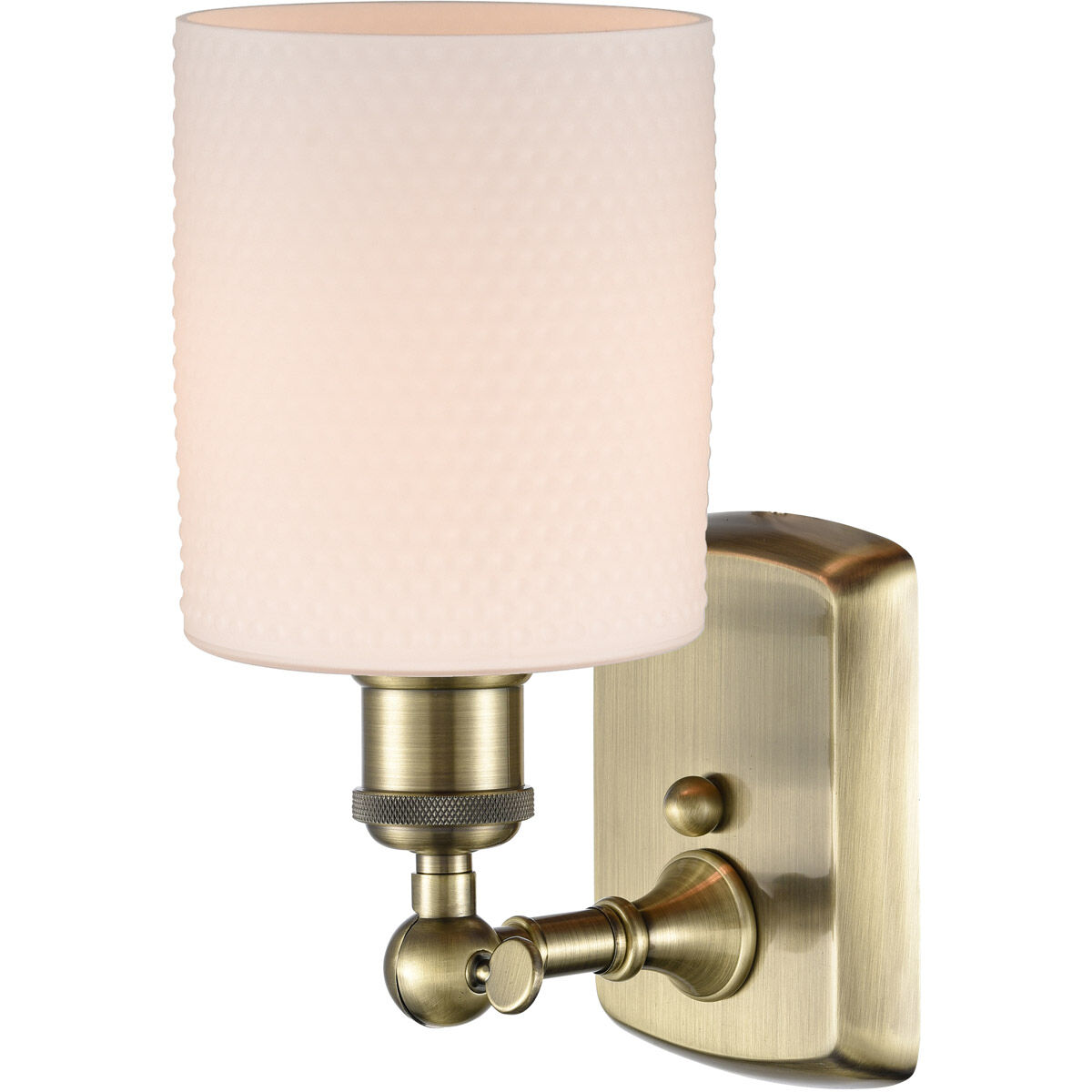 Ballston Cobbleskill LED 5 inch Antique Brass Sconce Wall Light in Matte White Glass, Ballston