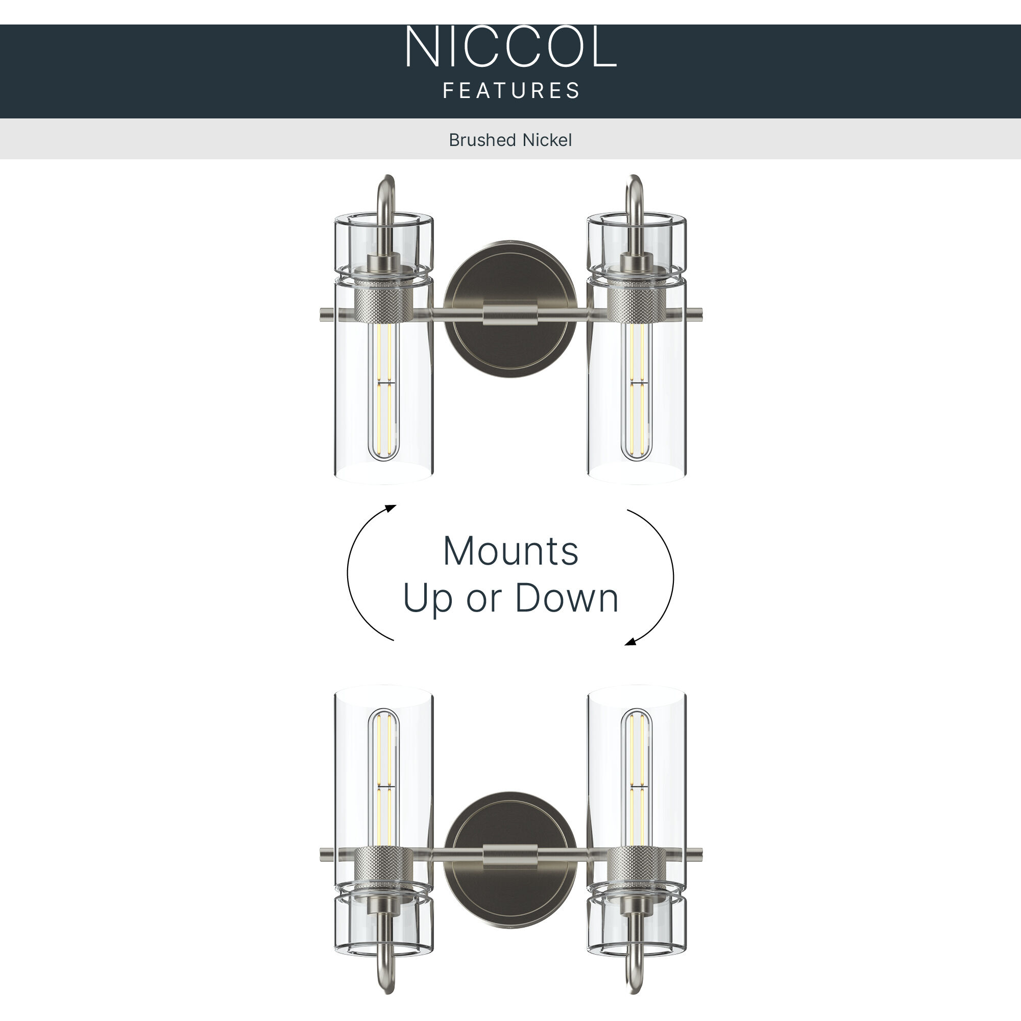 Niccol 2 Light 14 inch Brushed Nickel Vanity Light Wall Light