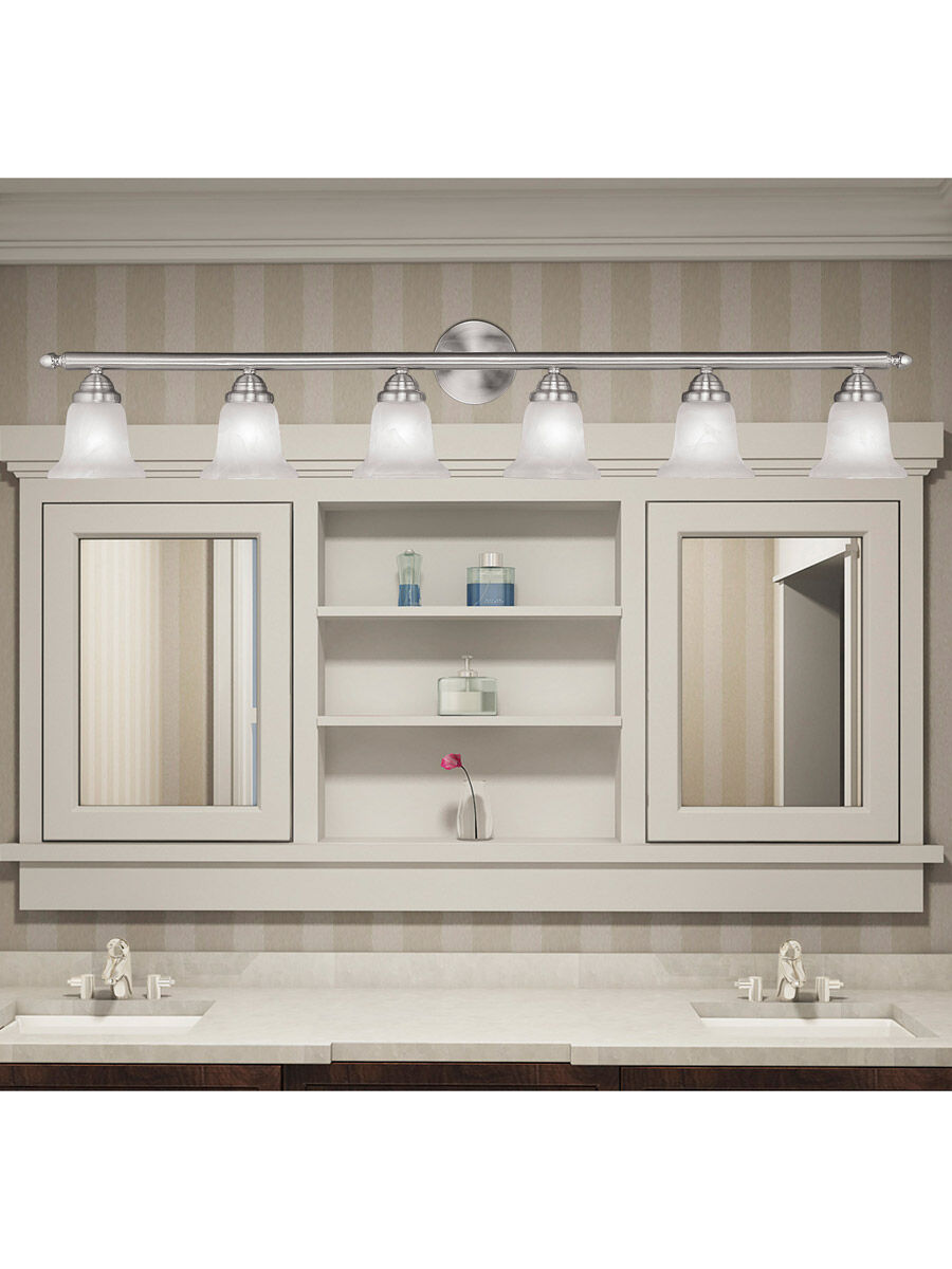 Neptune 6 Light 48 inch Brushed Nickel Bath Vanity Wall Light