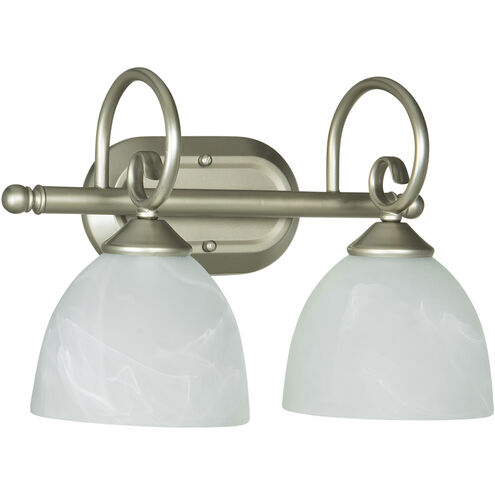 Raleigh 2 Light 15 inch Satin Nickel Vanity Light Wall Light in Faux Alabaster Glass