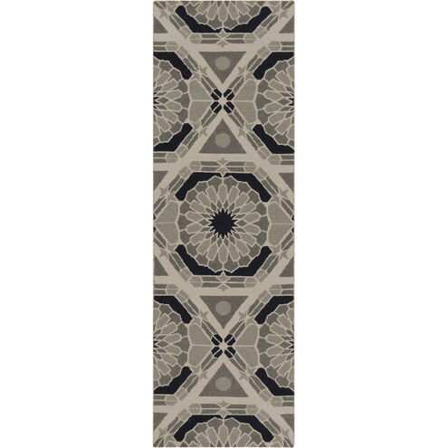 Kaleidoscope 96 X 30 inch Khaki, Charcoal, Navy, Medium Gray Rug