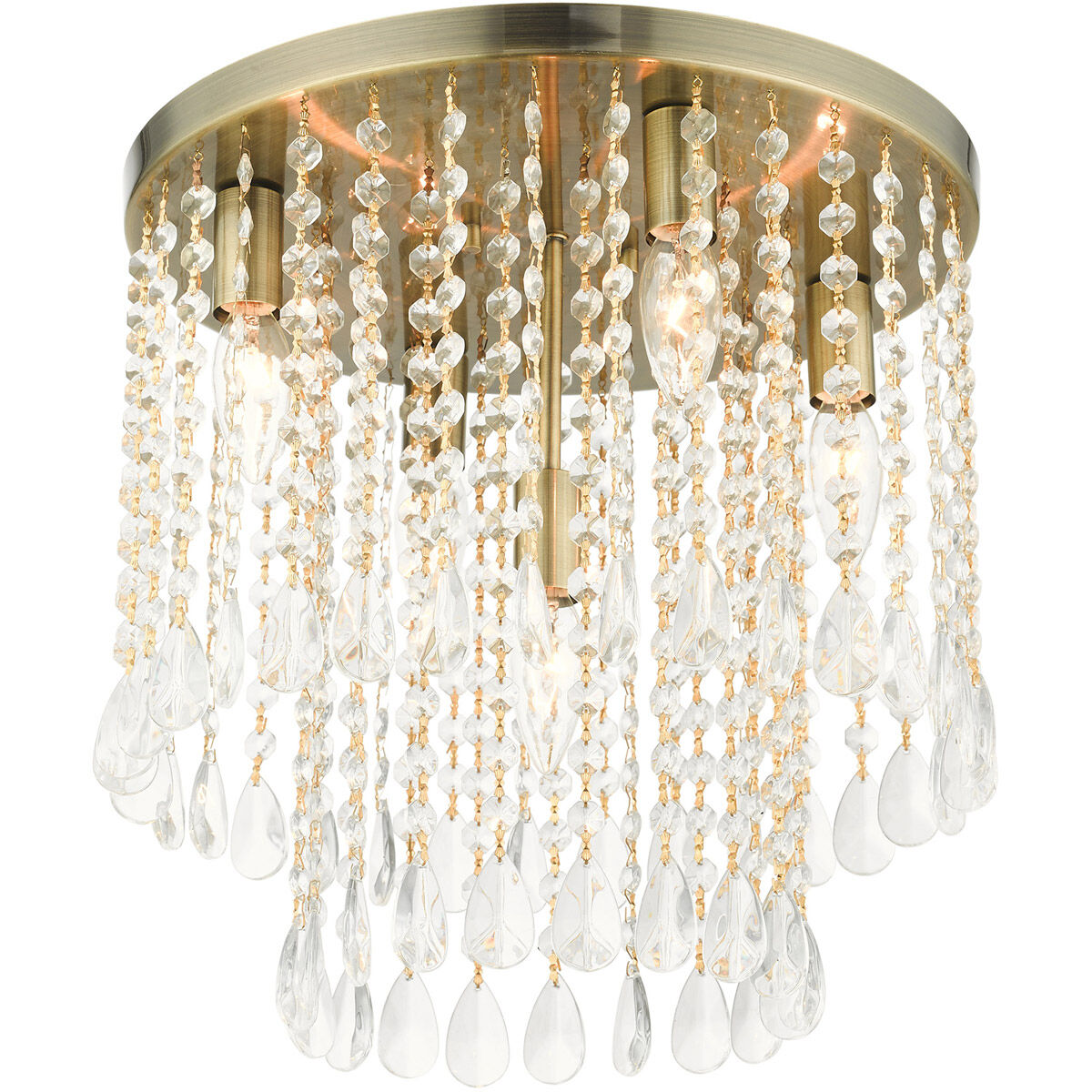 Elizabeth 5 Light 14 inch Antique Brass Flush Mount Ceiling Light