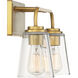 Transitional 2 Light 15 inch Natural Brass Bathroom Vanity Light Wall Light