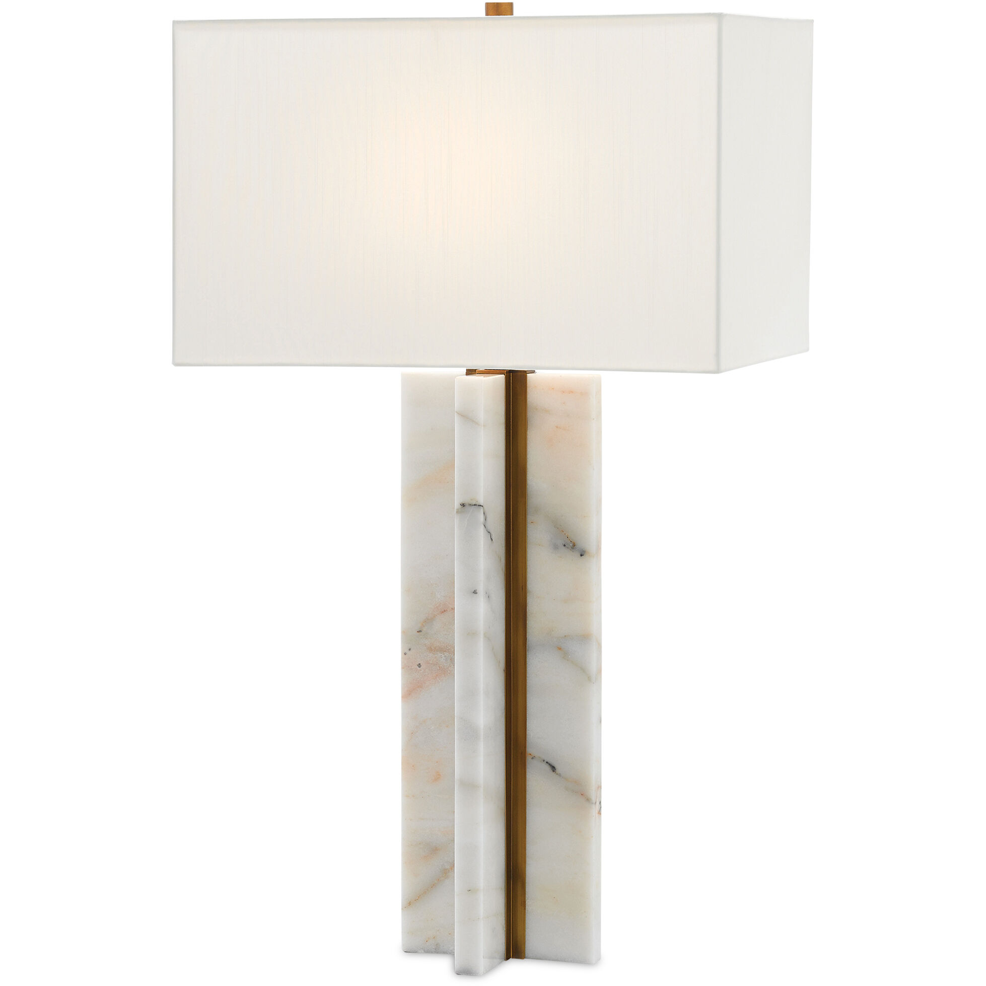 Khalil 32.5 inch 150 watt Marble/Antique Brass Table Lamp Portable Light
