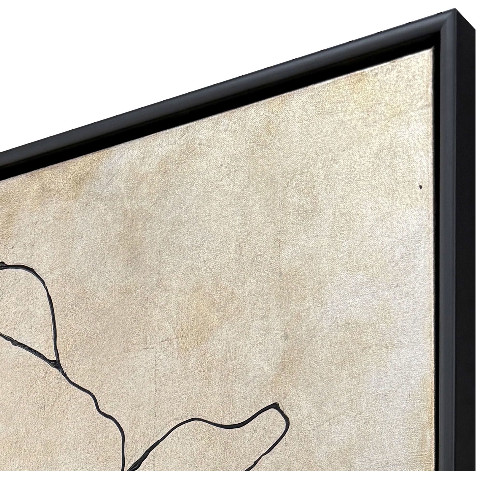 Silver Poppies Brown and Metallic Canvas, The Studio