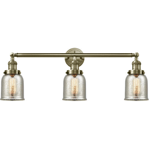 Franklin Restoration Small Bell LED 30 inch Antique Brass Bath Vanity Light Wall Light in Silver Plated Mercury Glass, Franklin Restoration