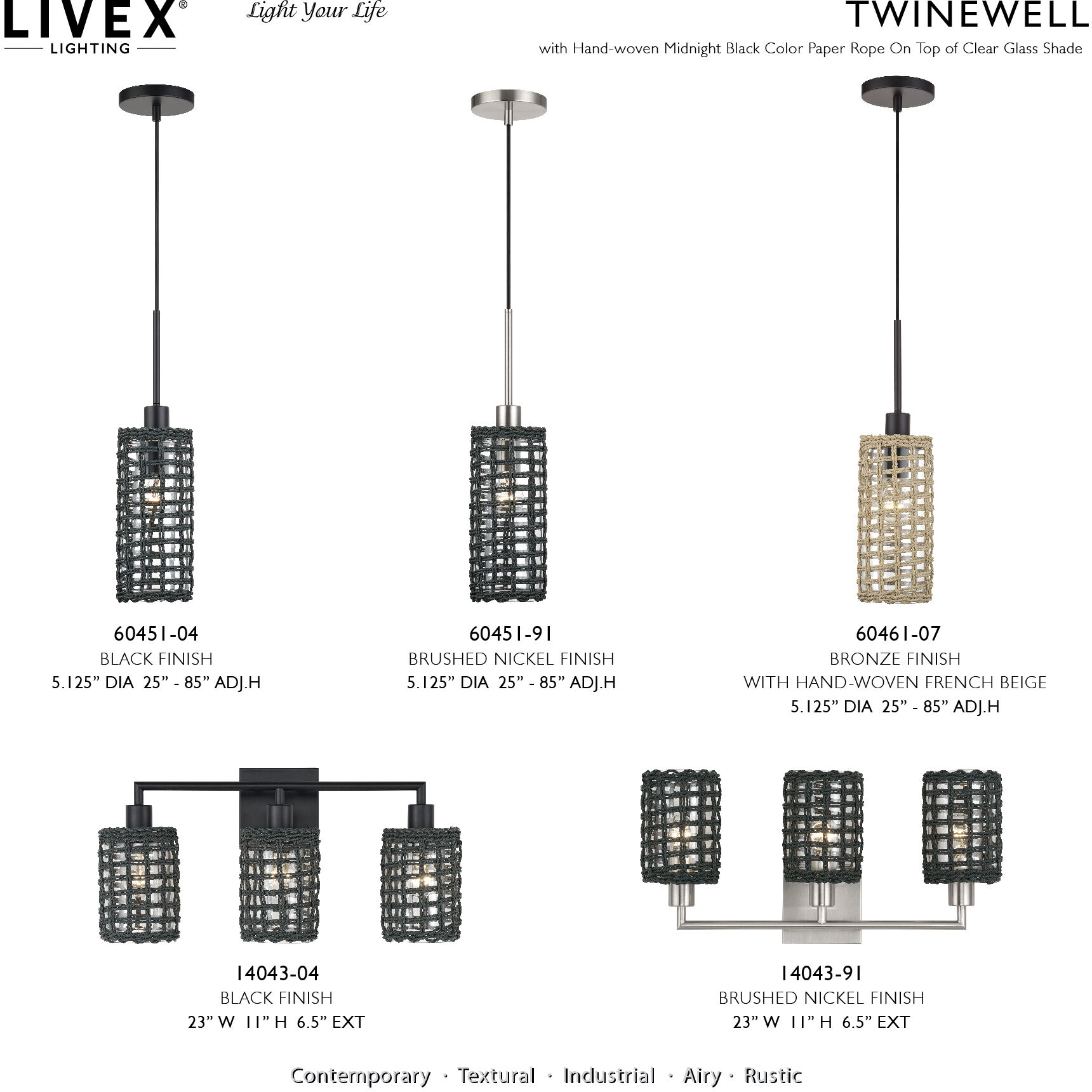 Twinewell 1 Light 5.13 inch Bronze Mini Pendant Ceiling Light