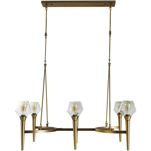 Kimbrell 6 Light 43.75 inch Matte Antique Brass / Clear Glass Chandelier Ceiling Light