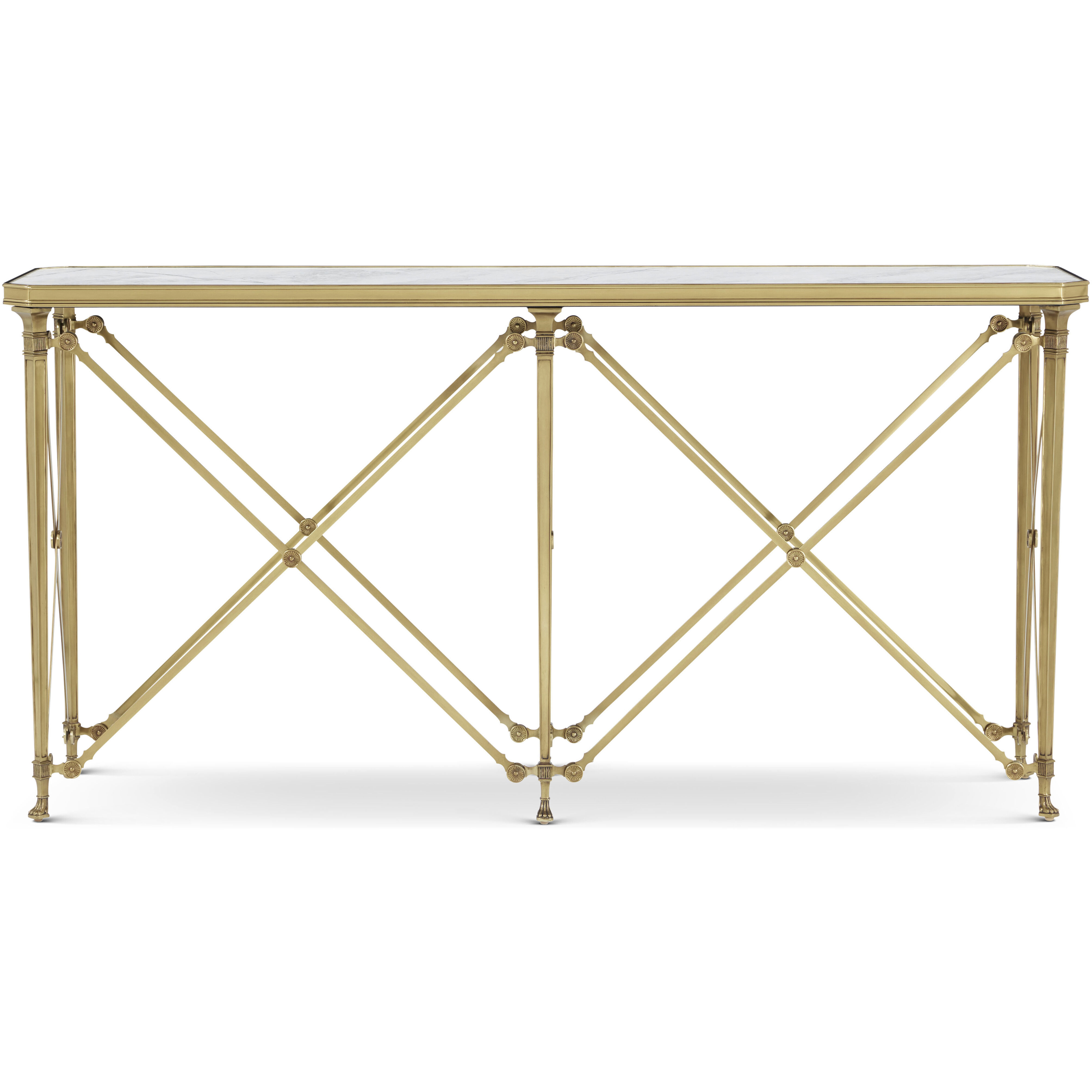 Spencer London 64 X 16 inch Cannes Brass / Lacus Quartz Console Table