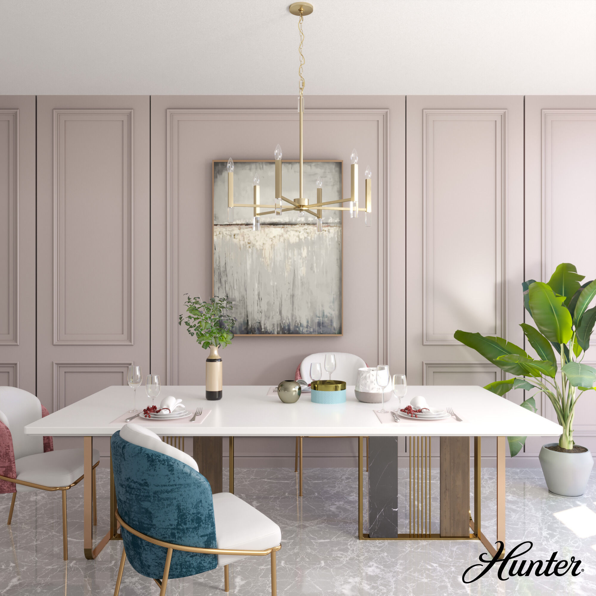 Gold palm chandelier 2025