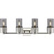 Bolivar 4 Light 31 inch Polished Nickel Bath Vanity Light Wall Light in Plated Smoke Glass