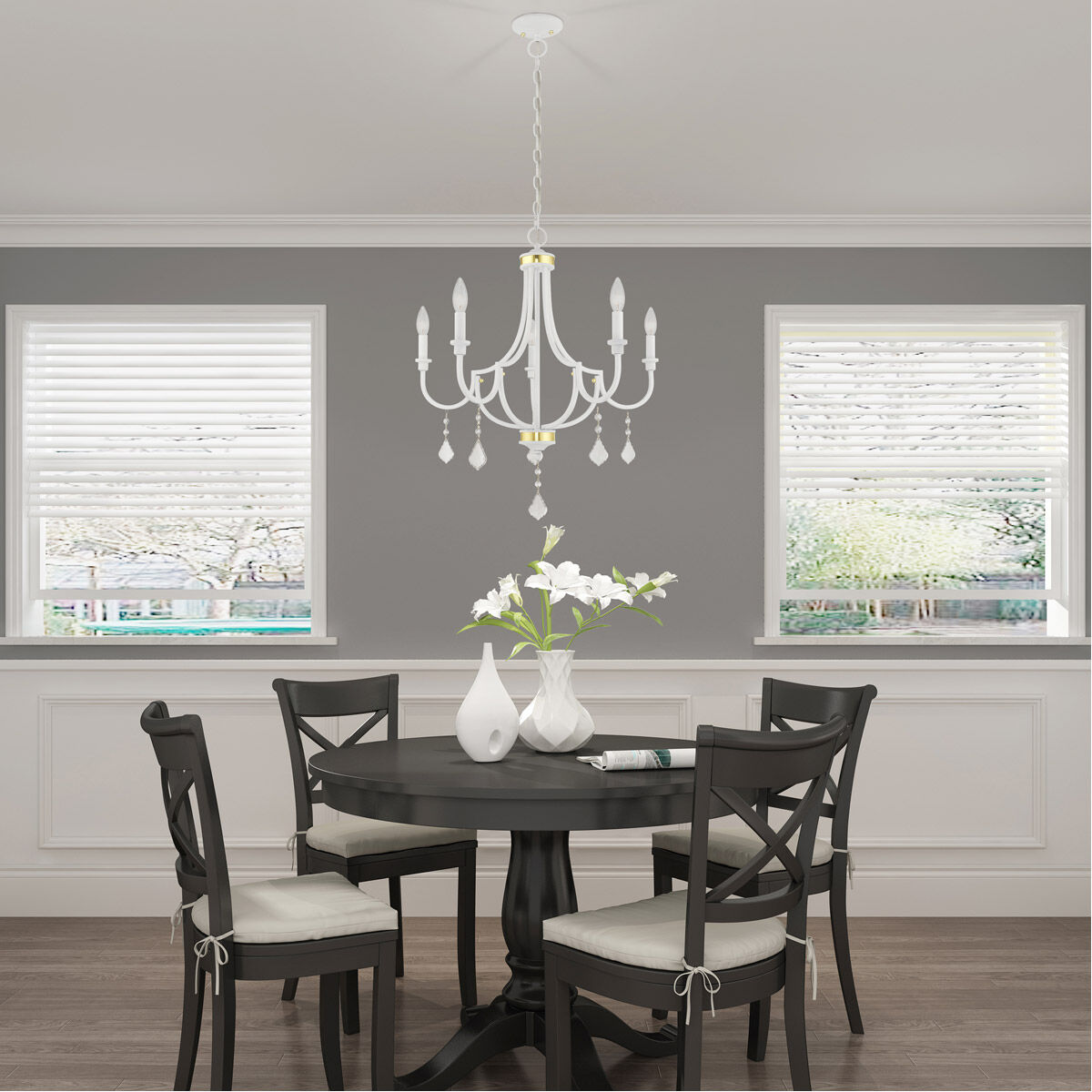 Glendale 5 Light 25 inch White Chandelier Ceiling Light