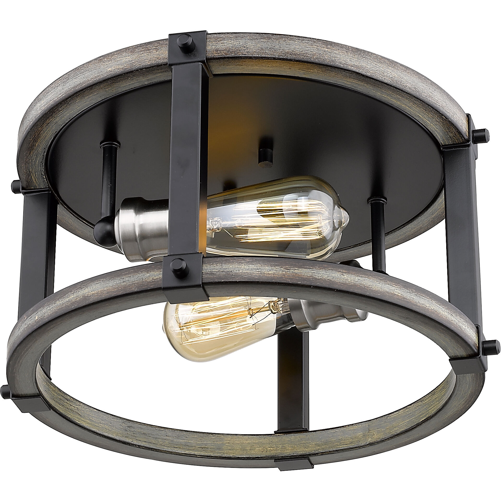 Kirkland 2 Light 12.75 inch Ashen Barnboard Flush Mount Ceiling Light